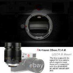7artisans 28mm f/1.4 Leica M mount Large Aperture Lens For Leica M-M M240 M4 M10
