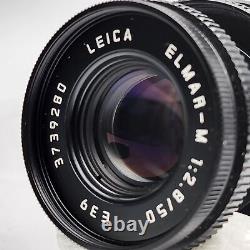 Almost MINT withCase Leica ELMAR-m 50mm f/2.8 Black E39 m Mount Lens From JAPAN