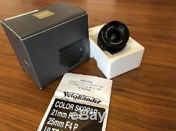Boxed Voigtlander Color Skopar 21mm f/4.0 Lens Leica M Mount