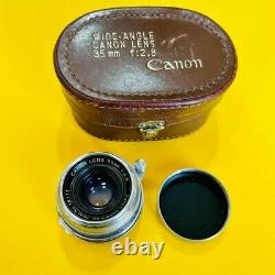 Canon M39 Mount 35mm f2.8 Leica Ltm Mount Lens With Leather Case