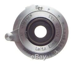 Chrome Leica Elmar f=3.5 cm 13.5cm screw mount Leitz lens in red box 3.5/35mm