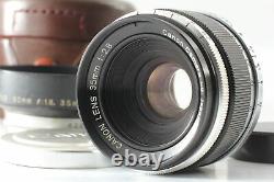 Exc+4 withHood Canon 35mm f/2.8 Black Lens LTM L39 Leica Screw Mount From JAPAN