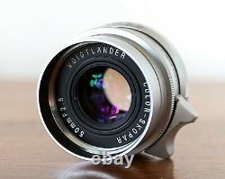 Excellent Voigtlander Color-Skopar 50mm f2.5 Lens Leica L39 with M-Mount Adapter