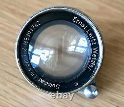 LEICA Leitz Summar 50mm f/2 Collapsible L39 Vintage Screw Mount Lens From 1936