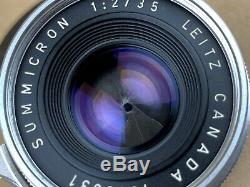 Leica 35mm f/2 Summicron Leitz Canada First Version 8 Element M Mount Lens