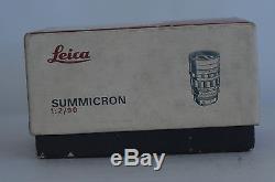 Leica Black Paint Summicron 90mm F2 Screw Mount Lens withCaps & Box