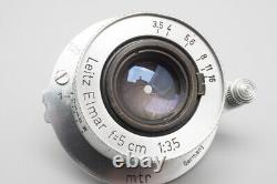 Leica Leitz Elmar 5cm 50mm f/3.5 f3.5 Lens, Silver For M39 LTM Screw Mount