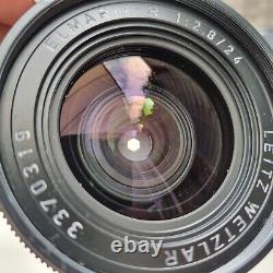 Leica Leitz Wetzlar 24mm f/2.8 Elmarit-R Lens 3 Cam R Mount Hood 12523