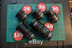 Leica R Lens Set 28 50 90 135 180 cine conversion Leitax EF Canon Mount