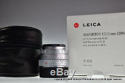 MINT LEICA SUMMICRON M 35mm f/2 ASPH. E39 Screw mount 11608 with L-M adapter