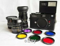 Minolta CLE Rangefinder with 28mm, 40mm & 90mm M-rokkor lenses Leica m mount