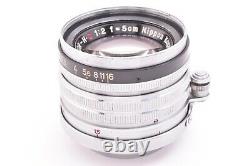 NIKKOR-H. C. 5cm 50mm f2 f/2 Nippon Kogaku Japan Leica screw mount #740939
