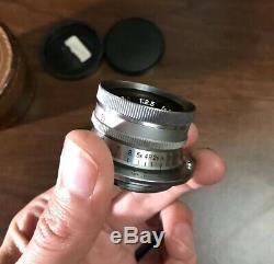 Rare Nikon W-NikkorC 3.5cm 12.5 F2.5 35mm Leica LTM Mount Lens w Caps And Case