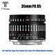 Ttartisan 35mm F0.95 Aps-c Manual Lens For Fuji/sony/canon/leica/nikon Mount