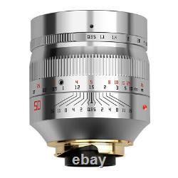 TTartisan 50mm F0.95 Lens Super Aperture for Leica M mount M9 M10 Camera Sliver