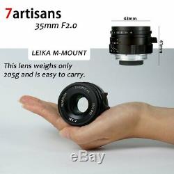 UK 7artisans 35mm F2.0 Manual Fixed Lens f Leica M-Mount Cameras Leica M2 M3
