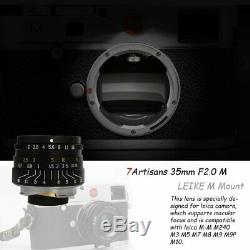 UK 7artisans 35mm F2.0 Manual Fixed Lens f Leica M-Mount Cameras Leica M2 M3