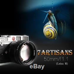 UK 7artisans 50mm F1.1 Leica M Mount Fixed Lens for Leica M-Mount Cameras Black