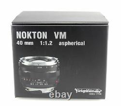 Voigtlander Nokton 40mm f/1.2 Lens Leica M Mount Excellent and Boxed