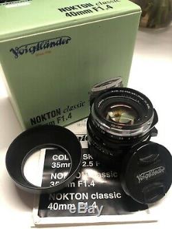 Voigtlander Nokton 40mm f/1.4 MF Lens Leica M Mount, B+W Filter, Hood, Excellent