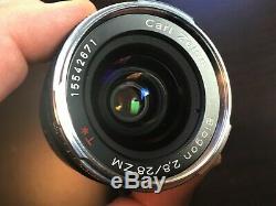 Zeiss Biogon T 28mm f/2.8 ZM for Leica M Mount Black with Hood Near Mint